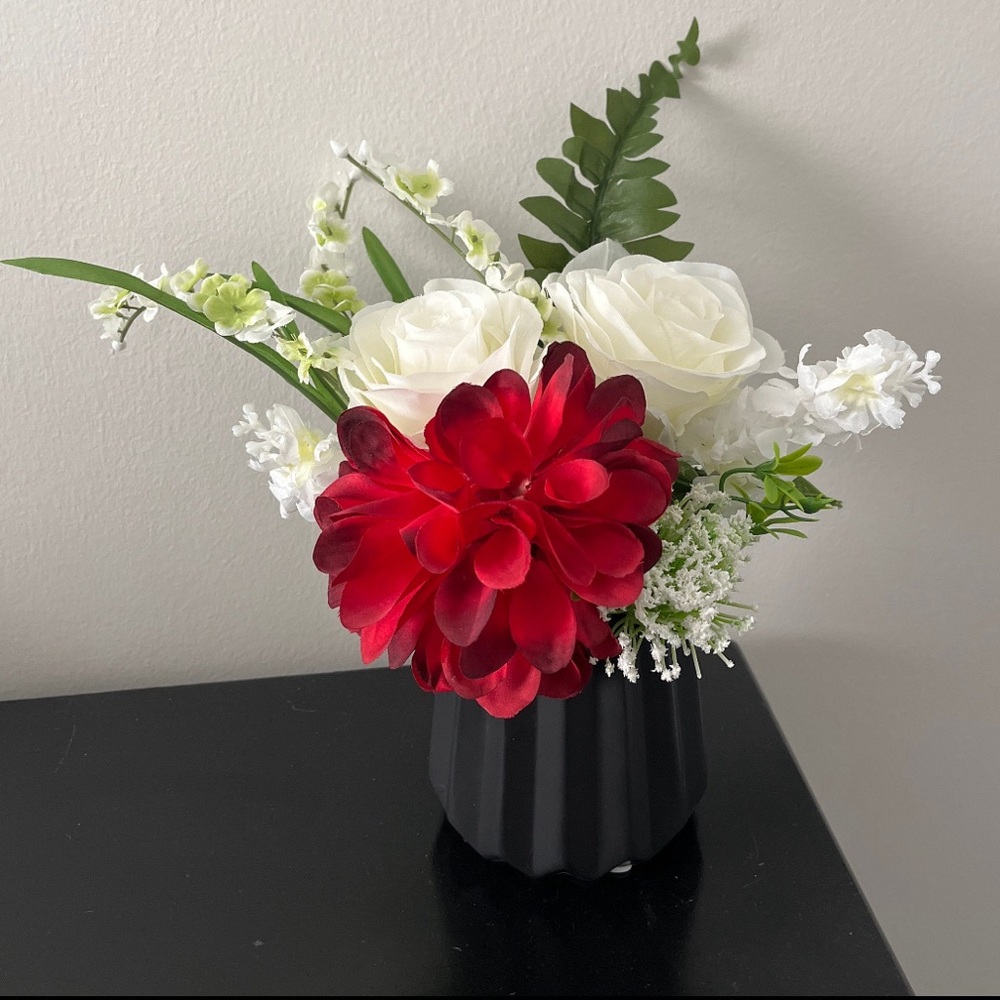 Faux Floral arrangement in black vase